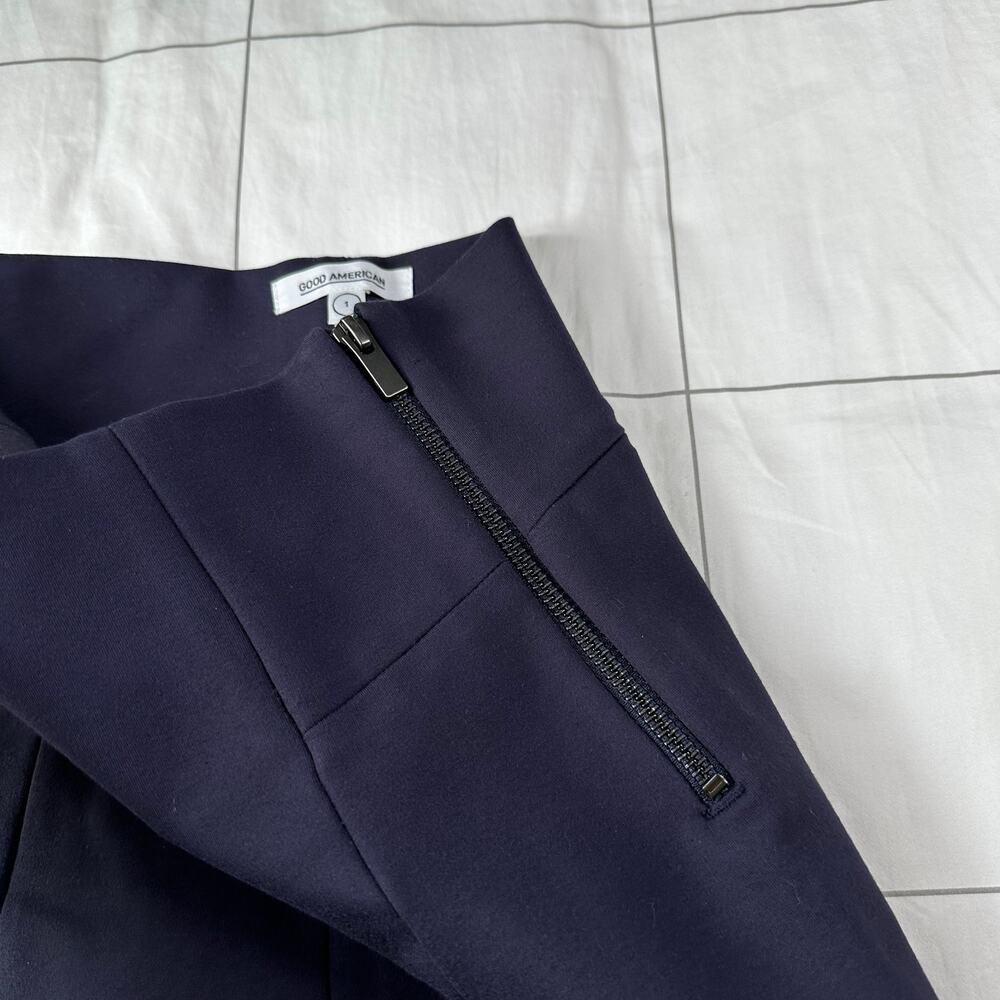 Good American Pants Womens 0 Navy Blue Ponte Knit Boss Stretch High Rise Skinny - Picture 7 of 13